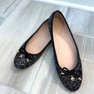 Kate Spade Glitter Flats, Black & Silver, Size US 9.5